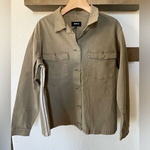 Monrow|Olive Anorak Jacket with Stripe Detail on Sides, Size Large•••Shaket
